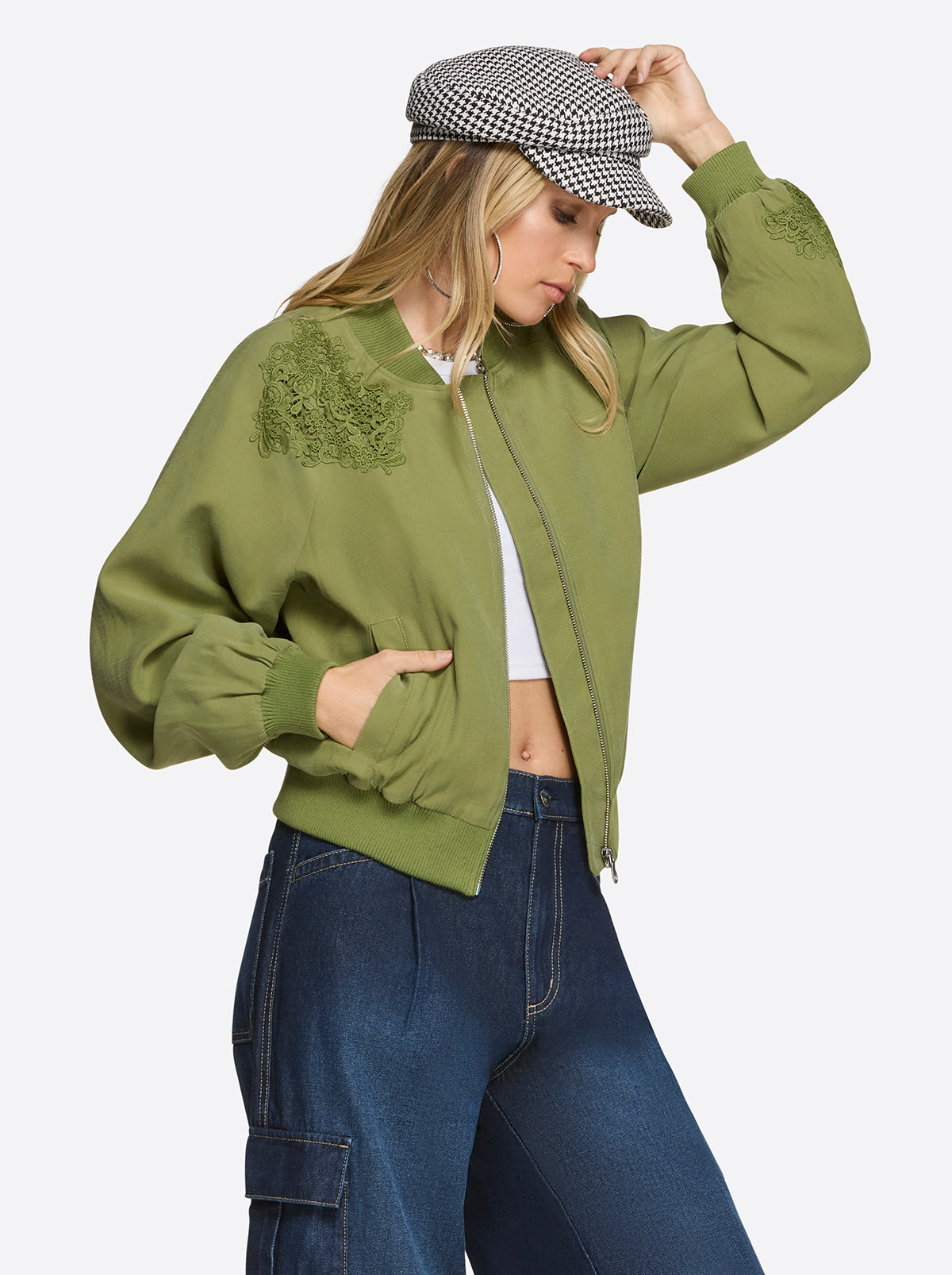 Jessica Simpson Featured - Fynn Bomber Jacket in Mayfly