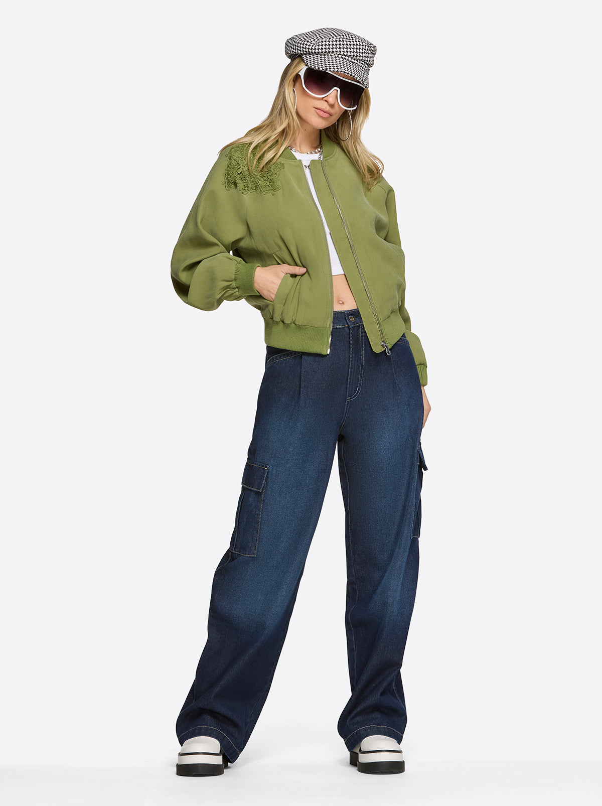 Jessica Simpson Featured - Fynn Bomber Jacket in Mayfly