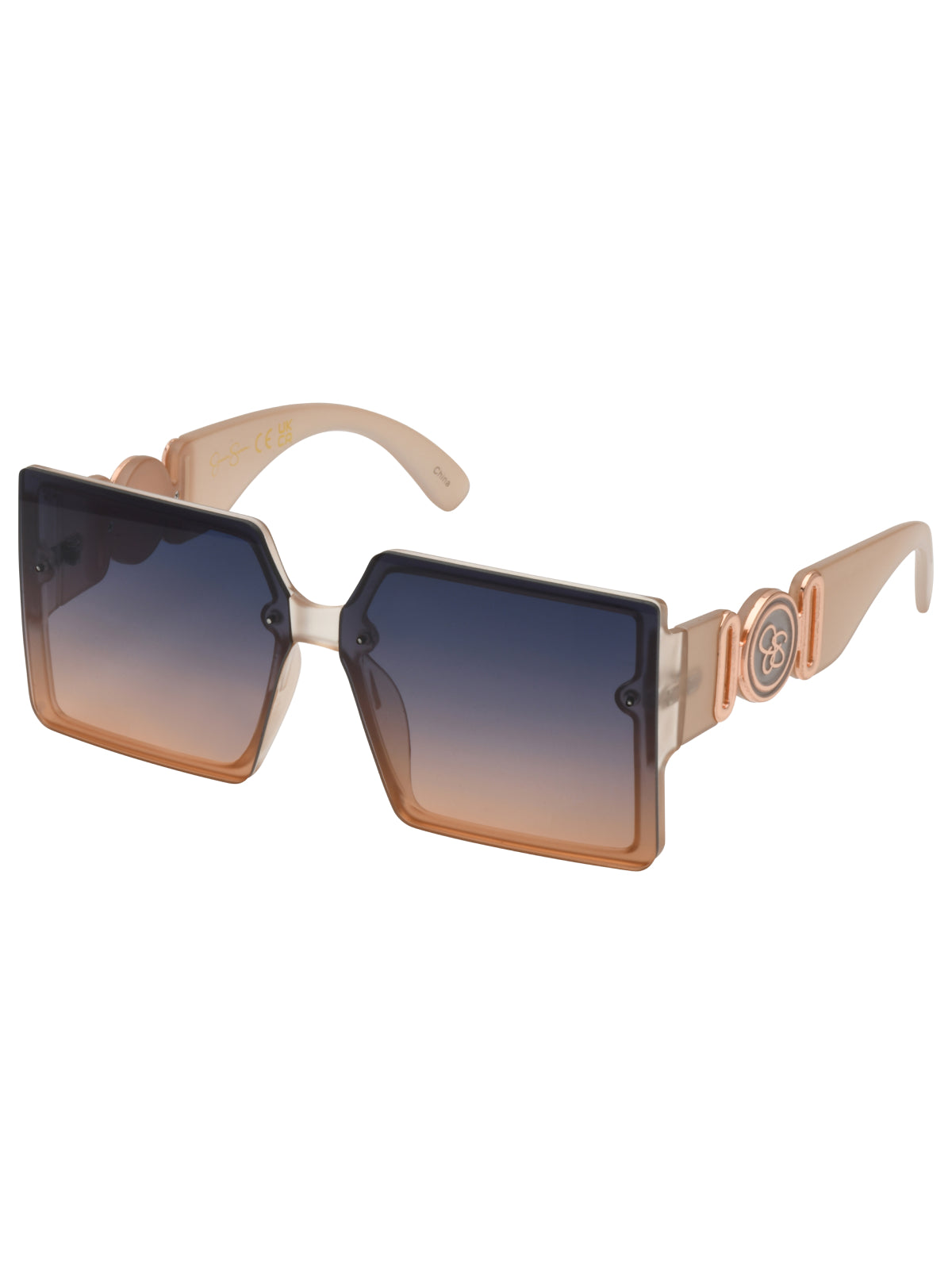 Jessica Simpson Best Seller - Oversized Metal Accent Square Sunglasses in Matte Nude