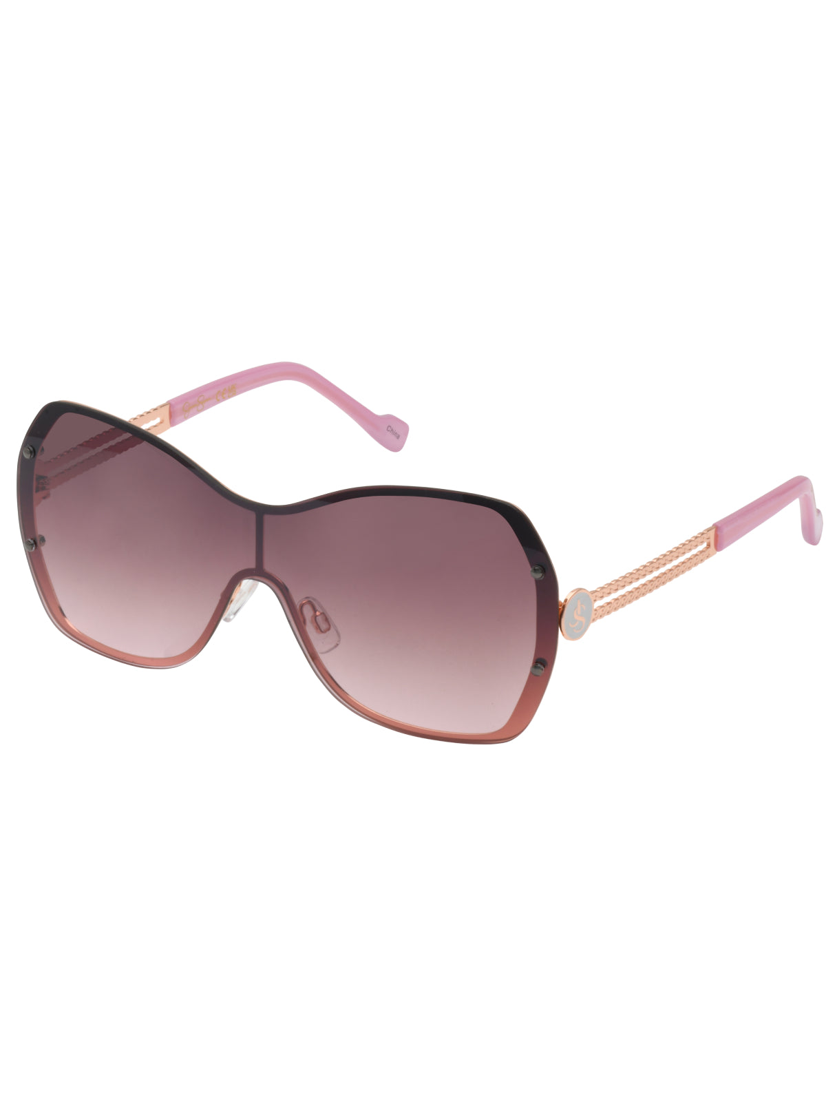 Jessica Simpson Recommended - Frameless Metal Shield Sunglasses in Rose Gold & Rose