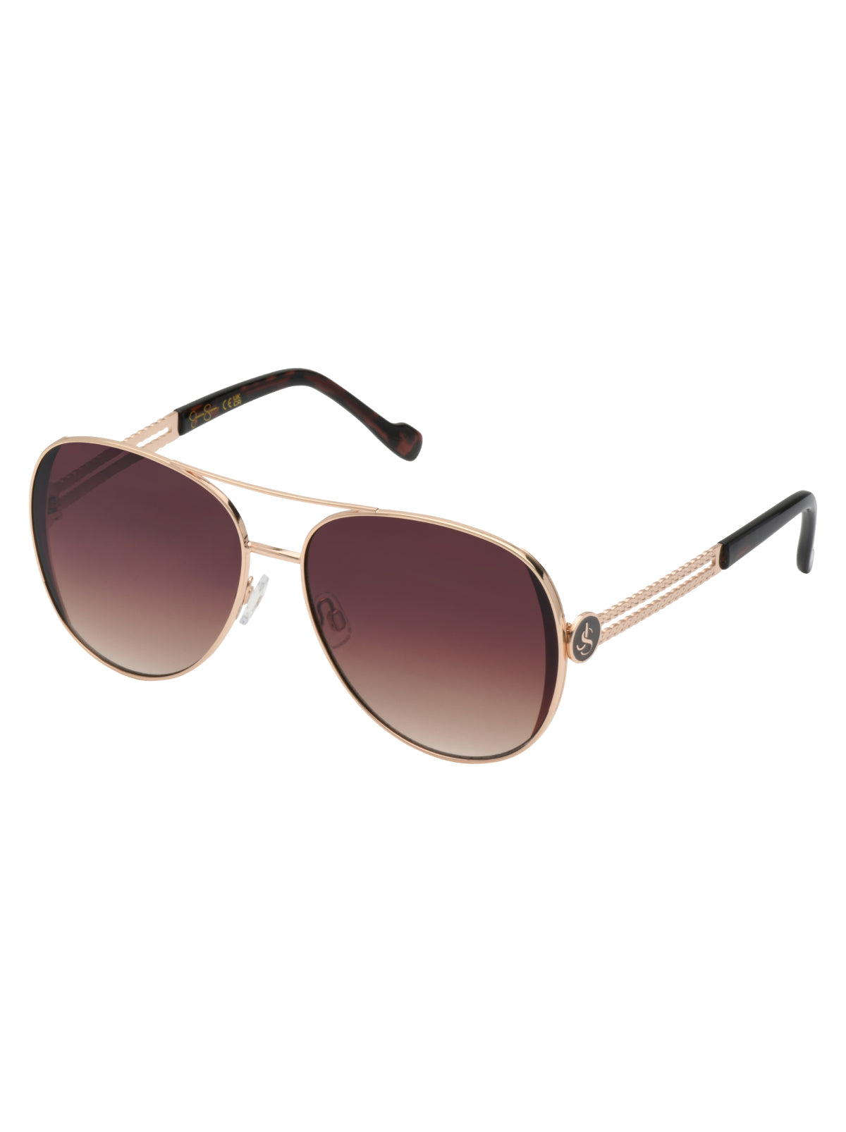 Jessica Simpson Featured - Stylish Metal Aviator Sunglasses in Gold & Tortoise