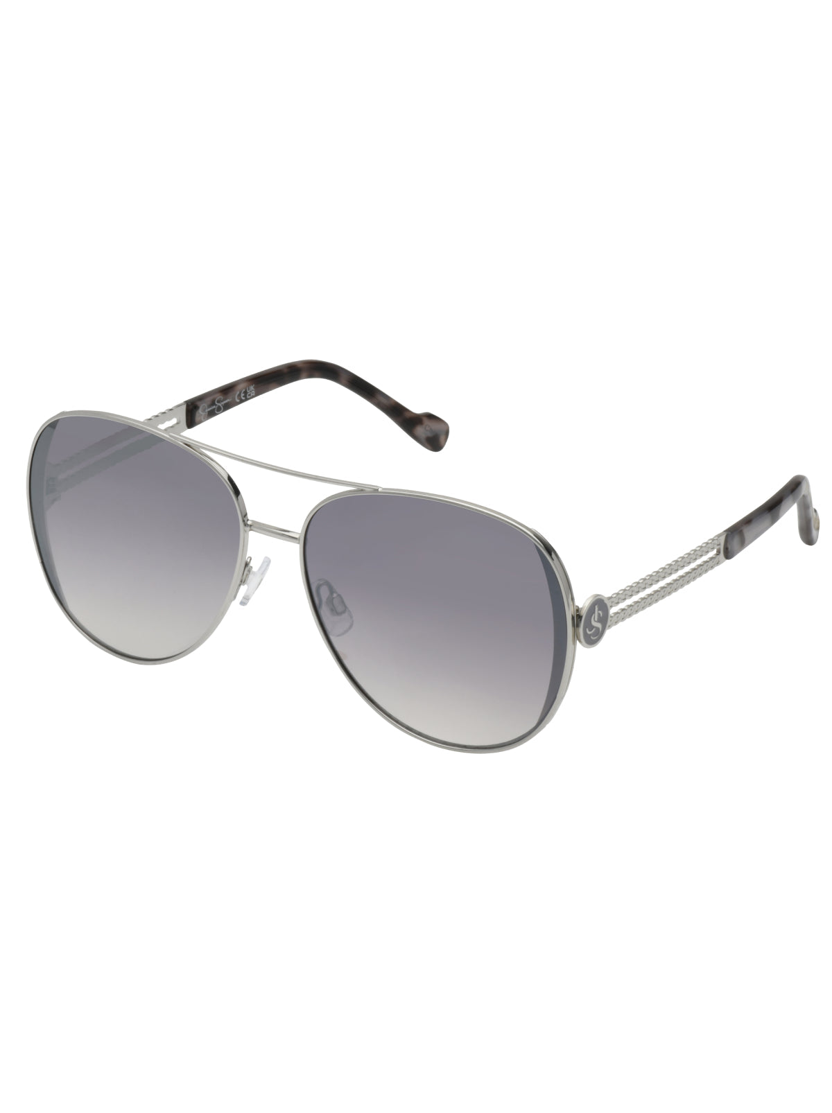 Jessica Simpson Exclusive - Stylish Metal Aviator Sunglasses in Silver & Tortoise