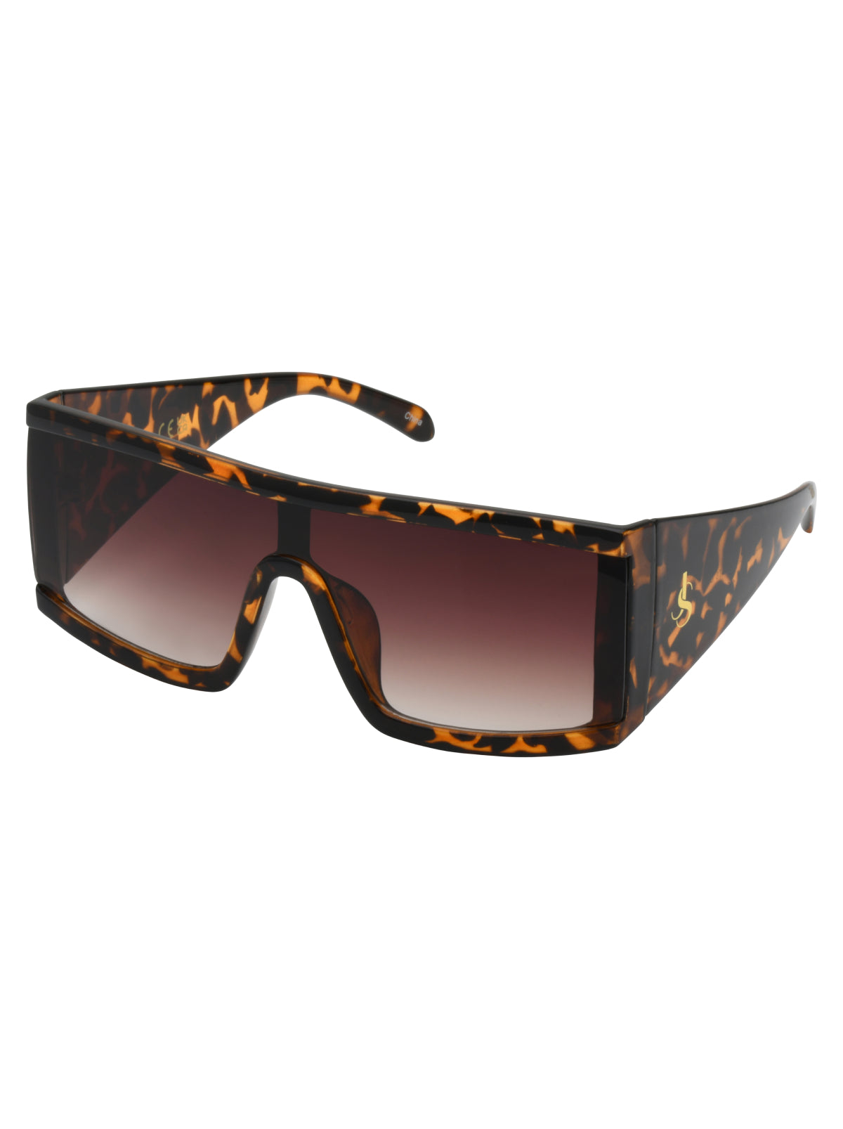 Jessica Simpson Trending - Modern Square Shield Sunglasses in Tortoise