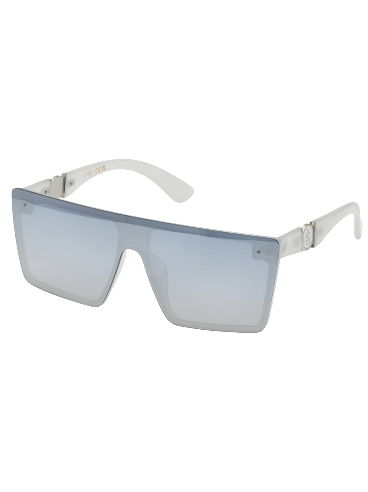 Jessica Simpson Exclusive - Oversized Square Shield Sunglasses in White Marble