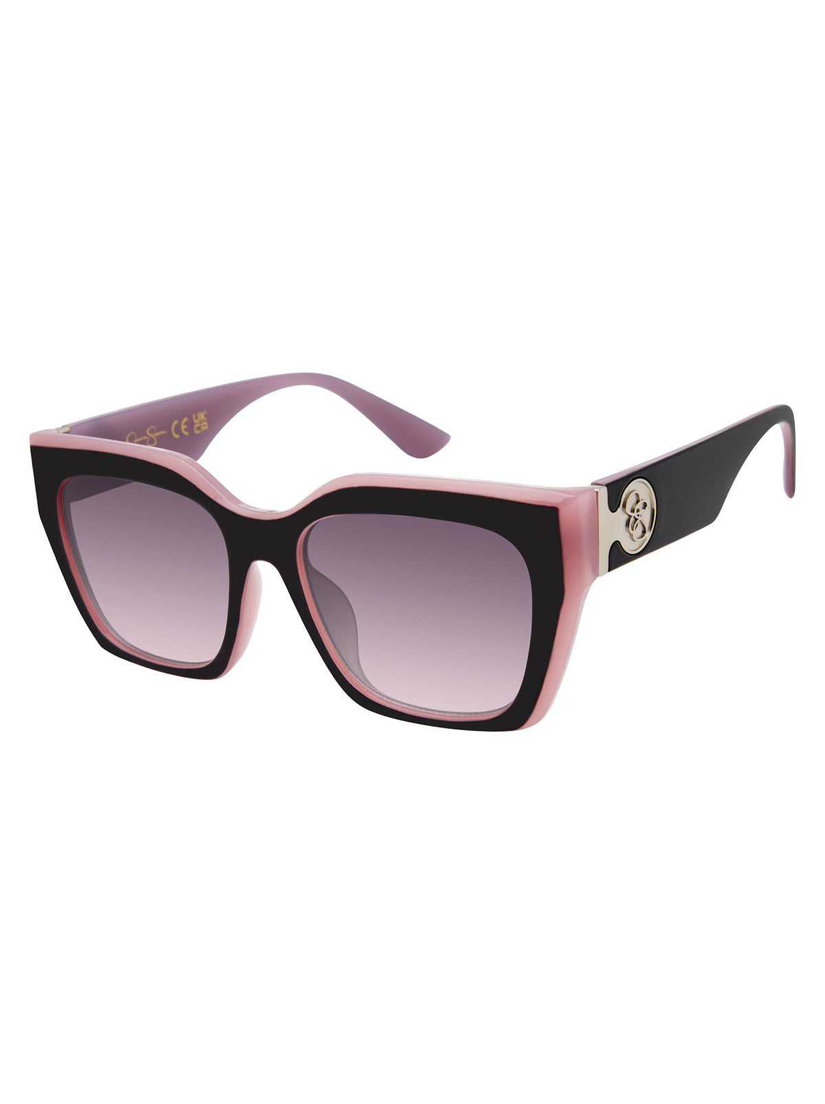Jessica Simpson Featured - Retro Two Tone Cat Eye Sunglasses in Black & Mauve