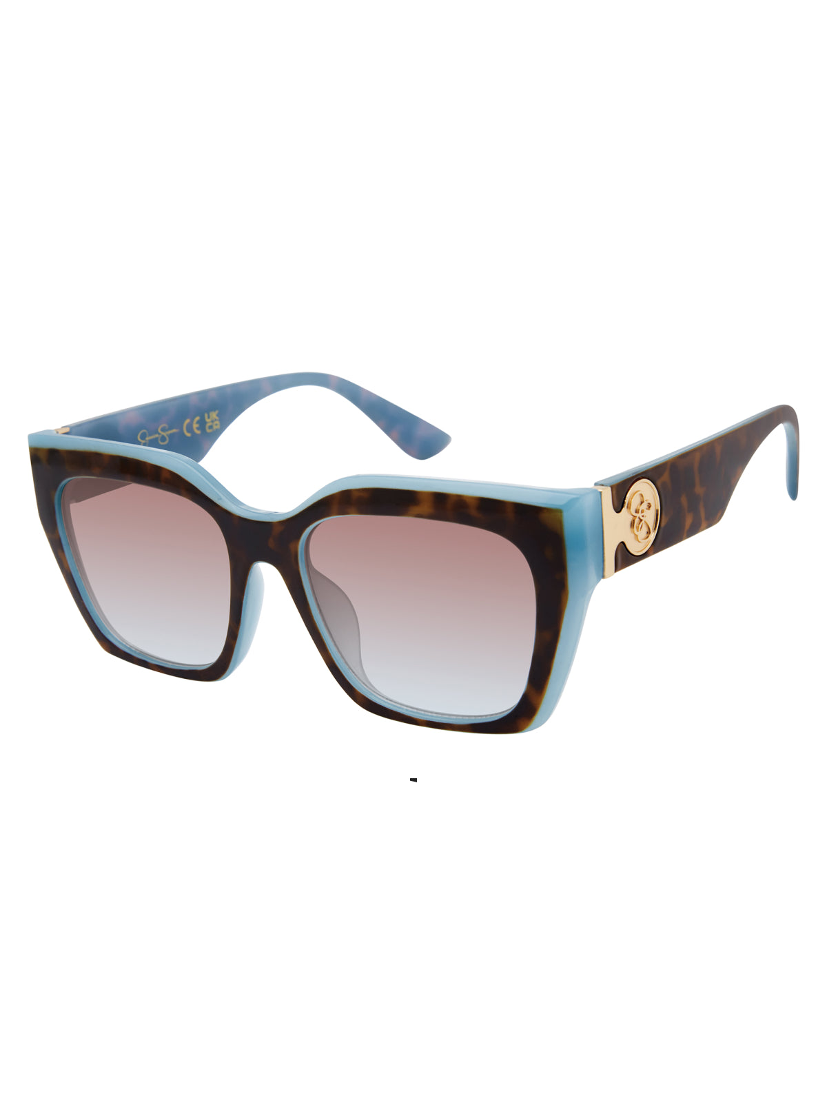 Jessica Simpson Exclusive - Retro Two Tone Cat Eye Sunglasses in Tortoise & Blue