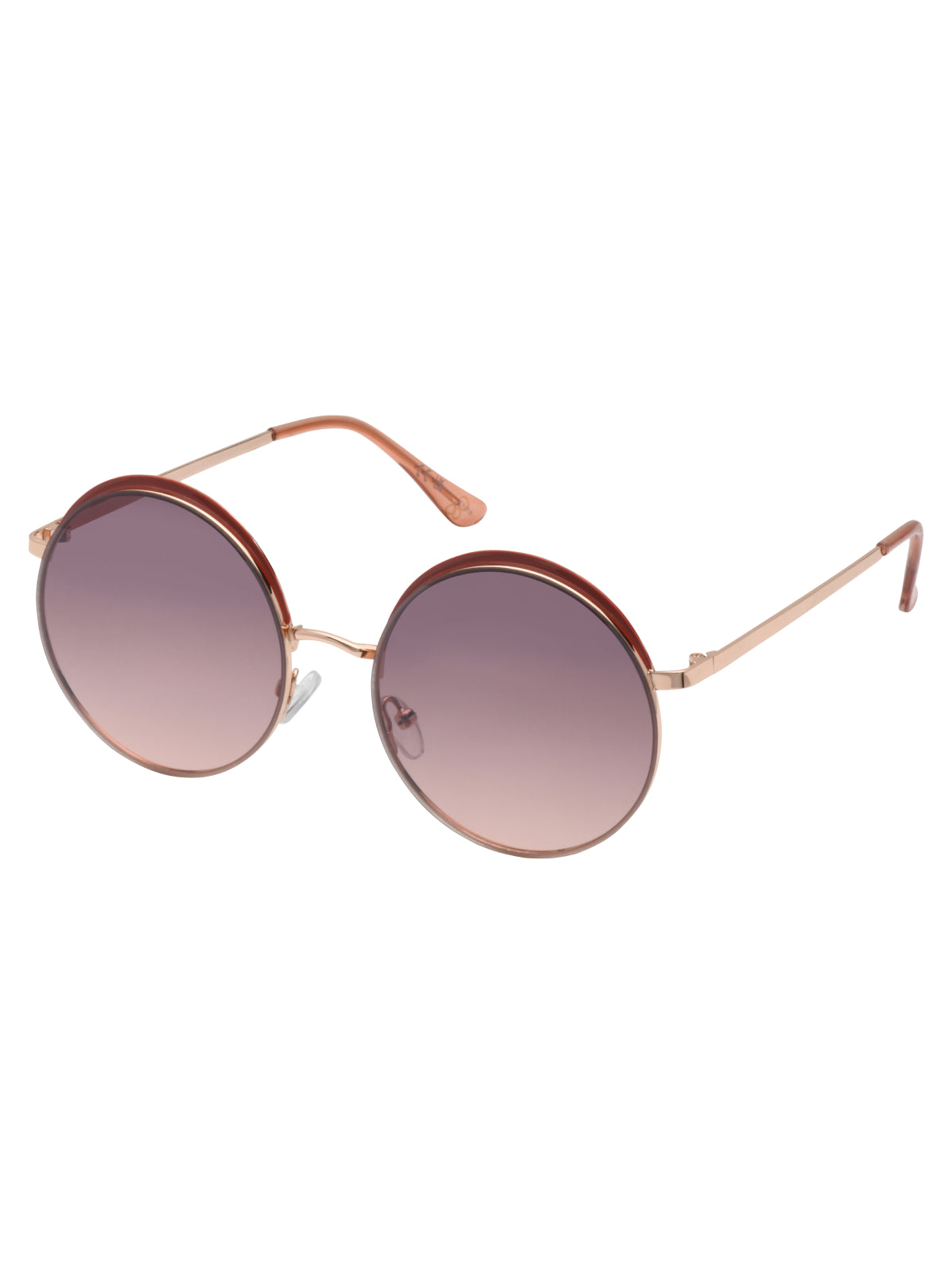 Jessica Simpson Exclusive - Vintage Round Metal Sunglasses in Rose Gold & Tan