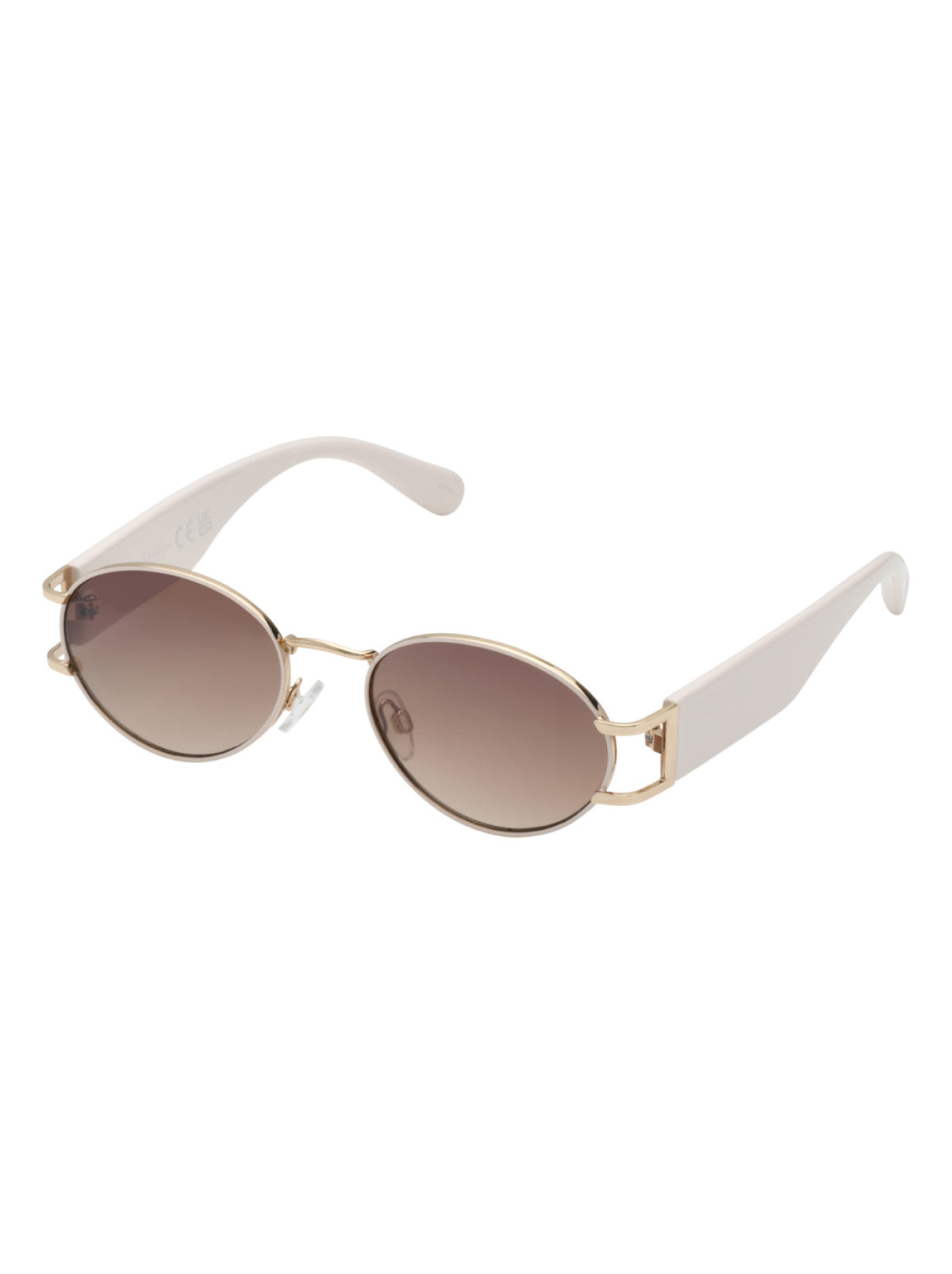 Jessica Simpson Recommended - Retro Vintage Metal Oval Sunglasses in Cream
