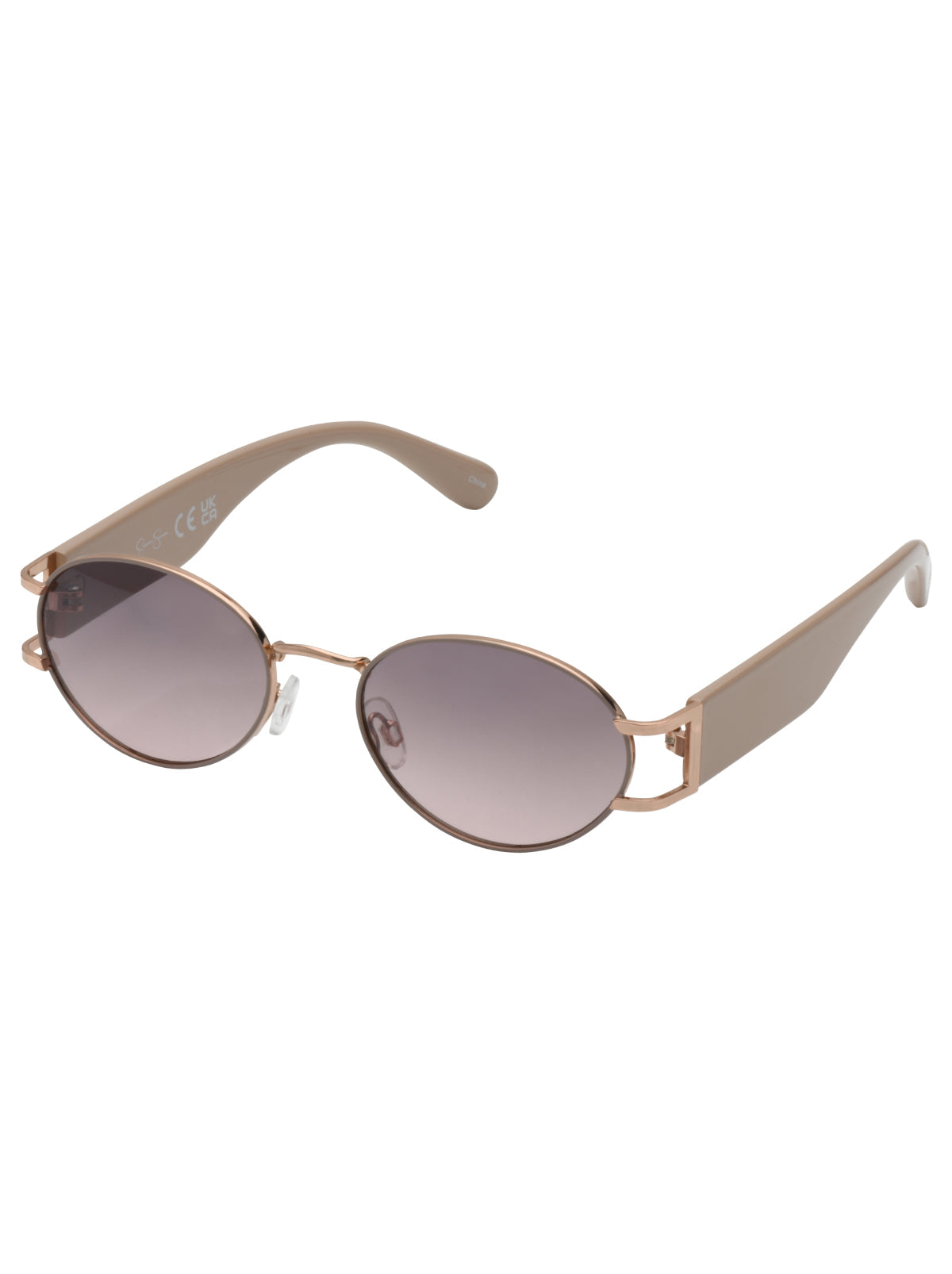 Jessica Simpson Best Seller - Retro Vintage Metal Oval Sunglasses in Nude