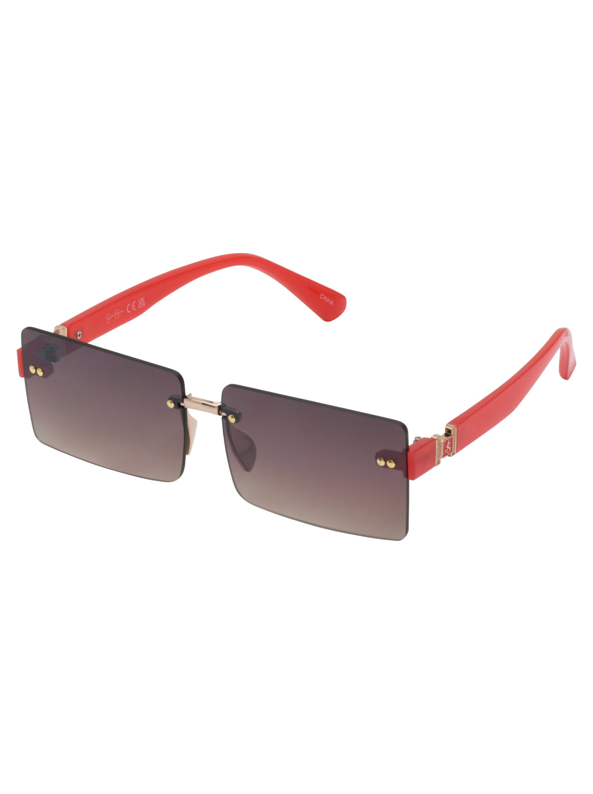 Jessica Simpson Trending - Sleek Rectangular Metal Sunglasses in Gold & Milky Coral