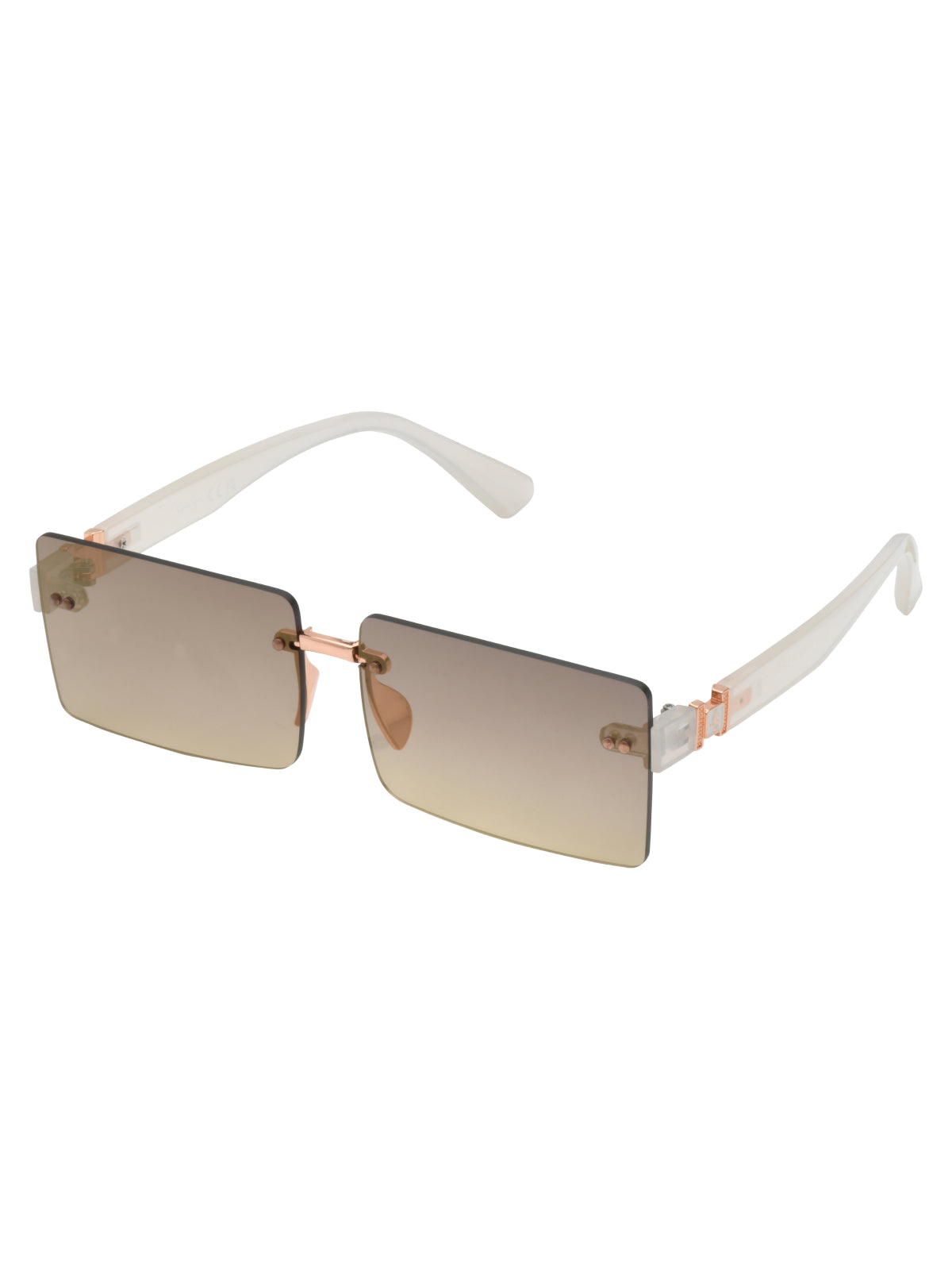 Jessica Simpson Featured - Sleek Rectangular Metal Sunglasses in Rose Gold & Cream
