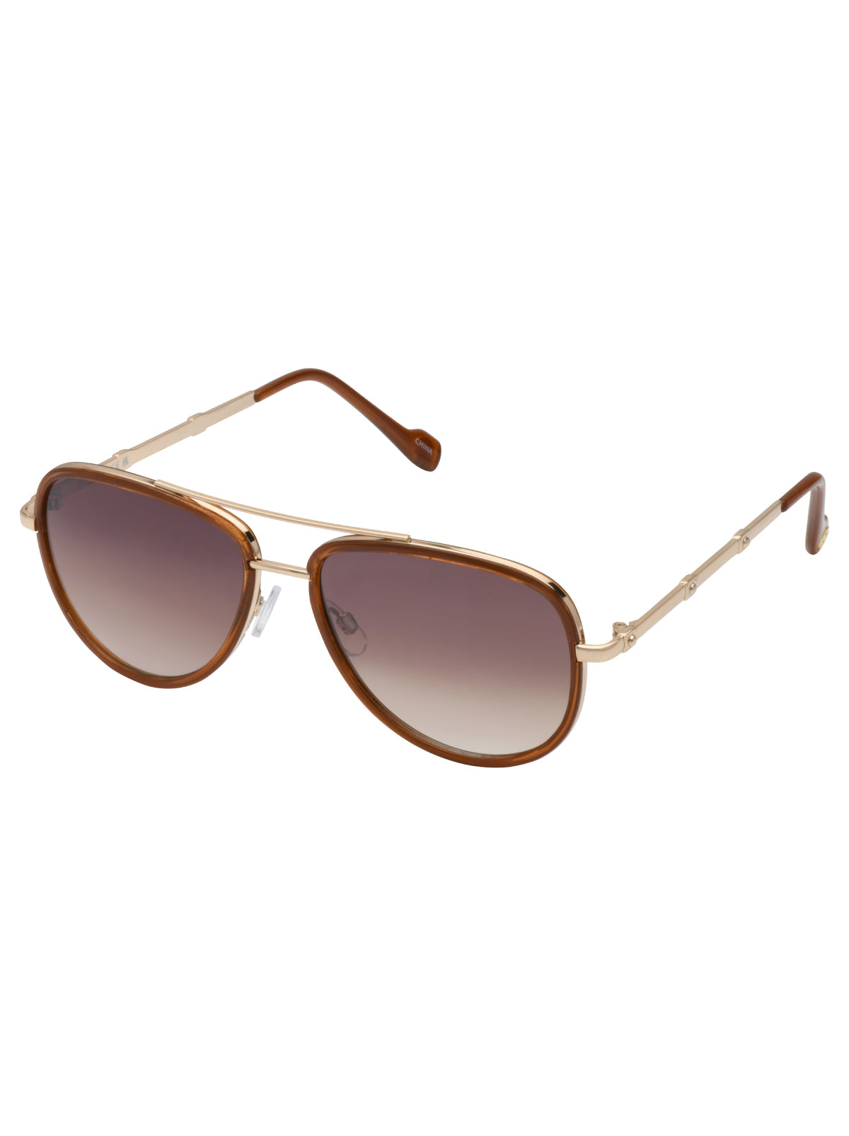 Jessica Simpson Featured - Modern Metal Aviator Sunglasses in Gold & Brown