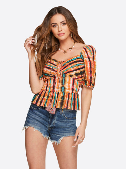 Jessica Simpson Featured - Ami Halter Top in Tie Dye Stripe