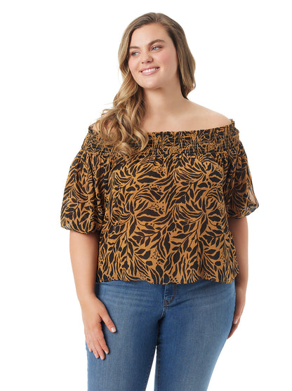 Jessica Simpson Popular - Rosiya Off Shoulder Top in Zebra Floral