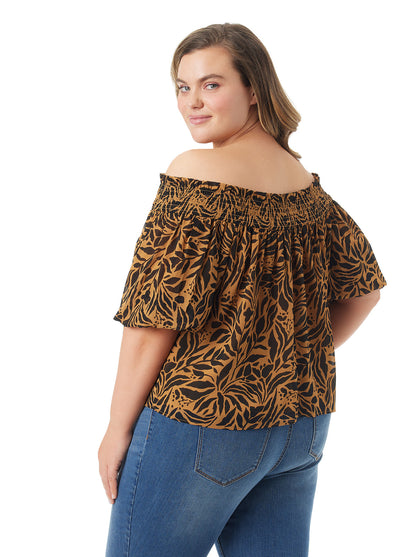Jessica Simpson Popular - Rosiya Off Shoulder Top in Zebra Floral