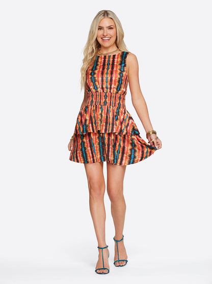 Jessica Simpson Best Seller - Illora Tiered Mini Dress in Tie Dye Stripe