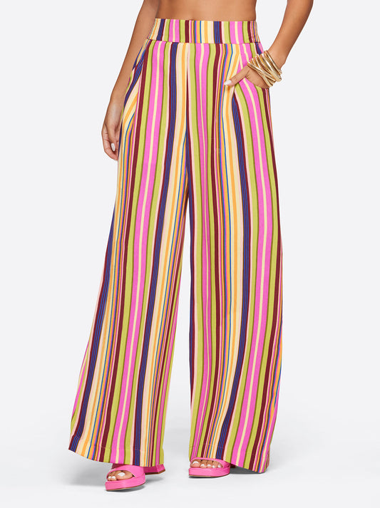 Jessica Simpson Best Seller - Winnie Wide Leg Pants in Rainbow Stripe
