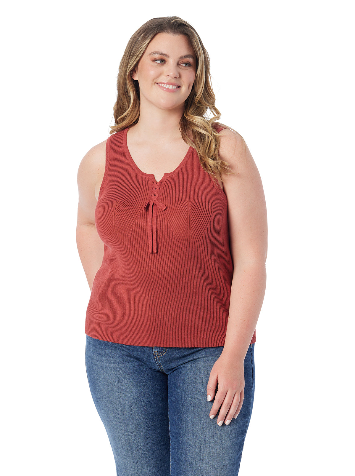 Jessica Simpson Best Seller - Johanna Lace Up Tank in Chili Oil
