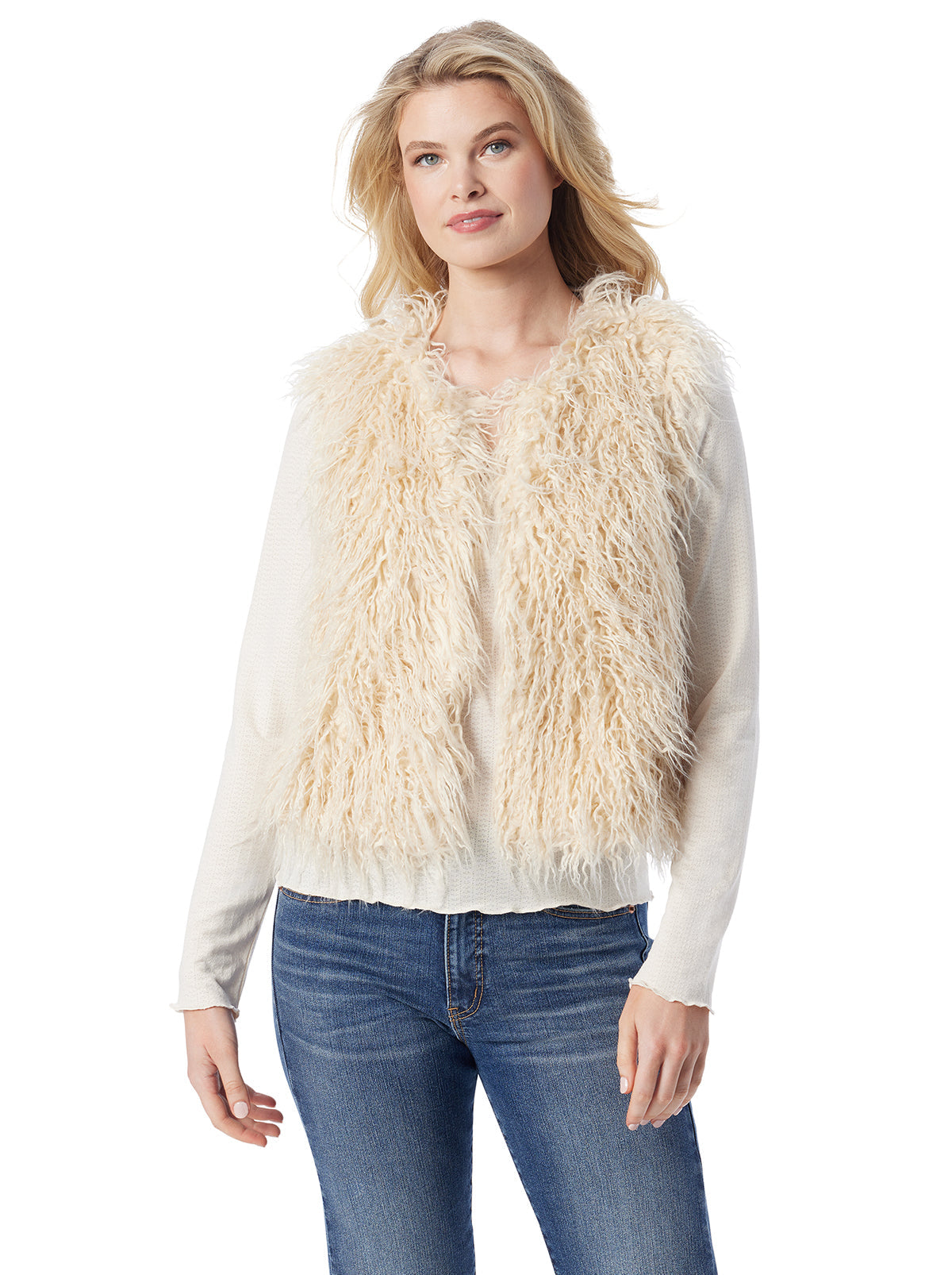 Jessica Simpson Best Seller - Fur Vest in Gardenia