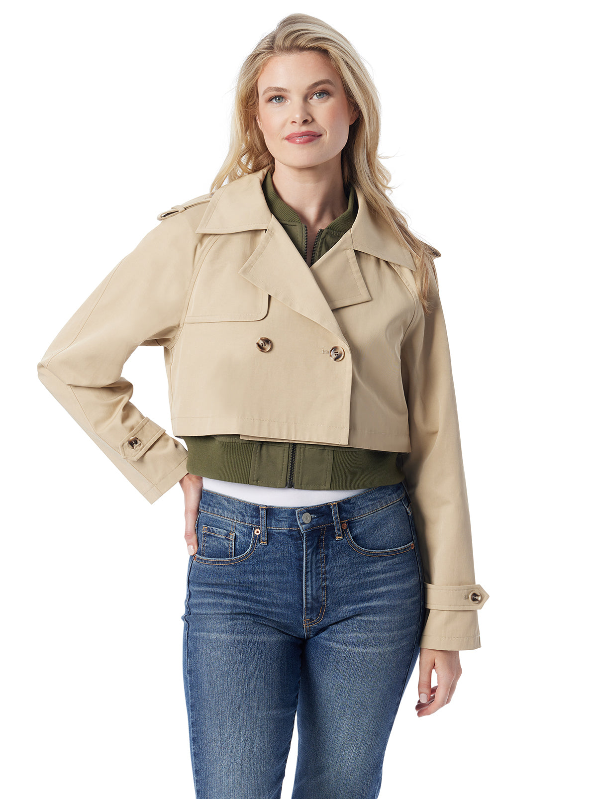 Jessica Simpson Trending - Trench Bomber Jacket in Khaki