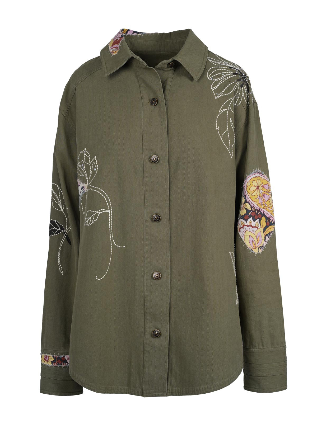 Jessica Simpson Best Seller - Embellished Shacket in Bronze Green