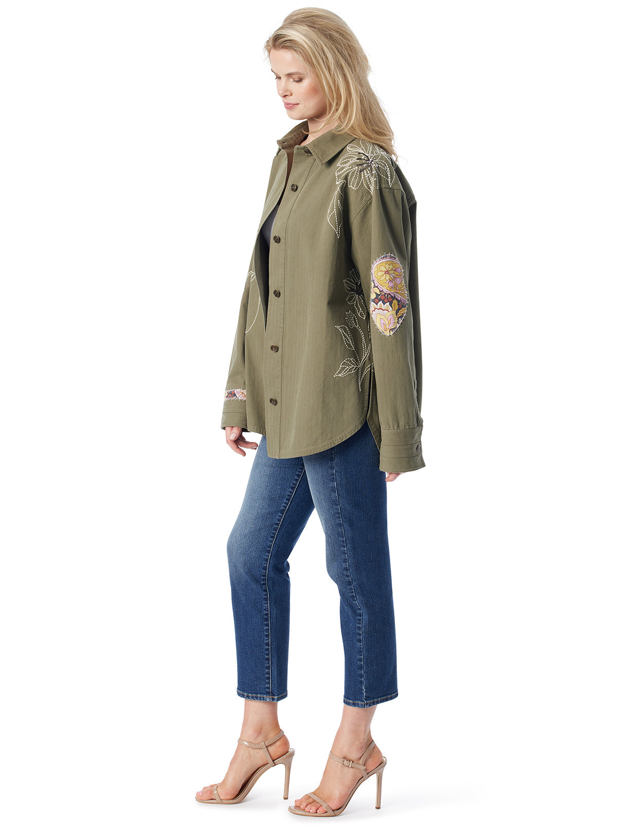 Jessica Simpson Best Seller - Embellished Shacket in Bronze Green