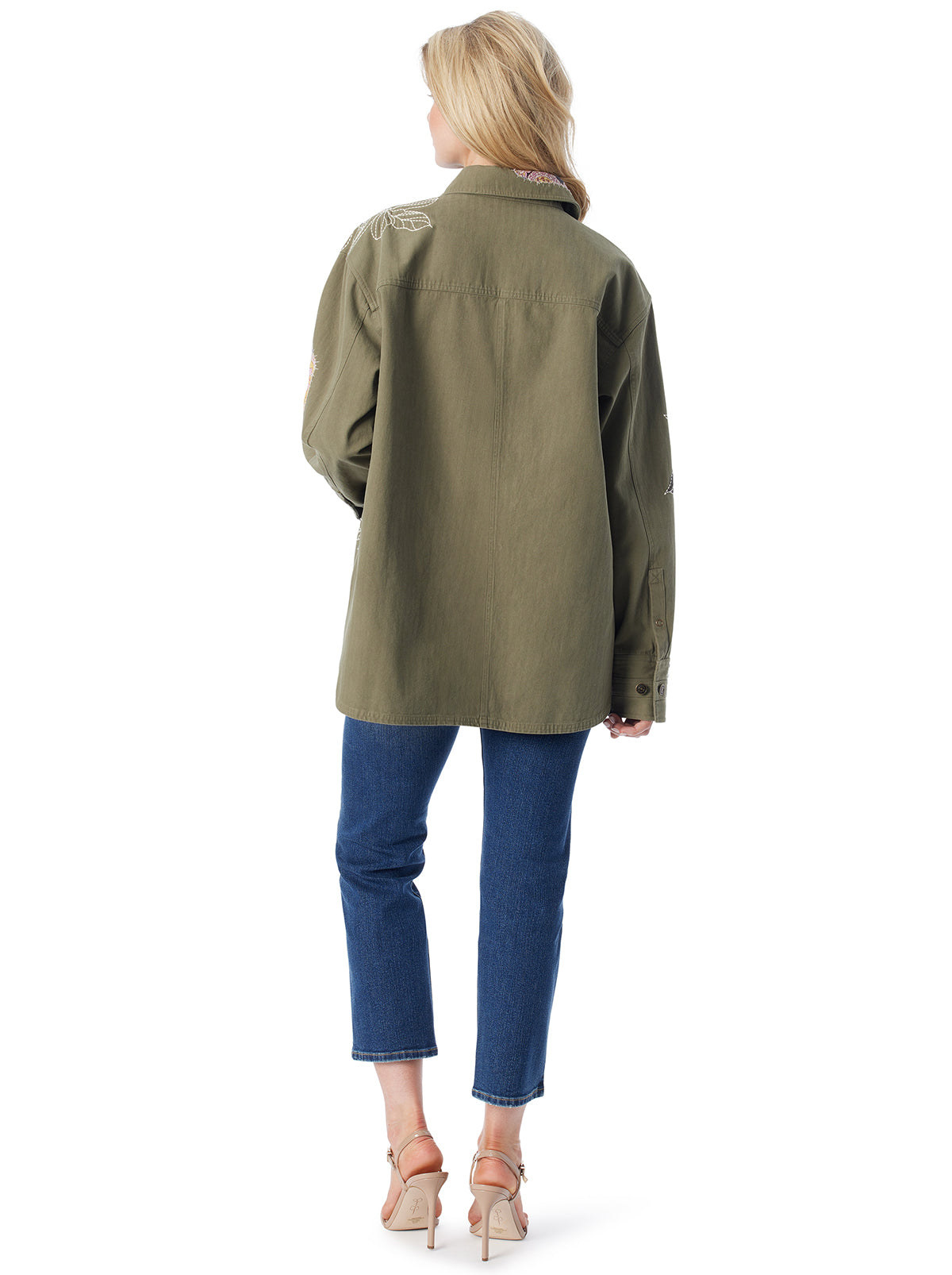 Jessica Simpson Best Seller - Embellished Shacket in Bronze Green