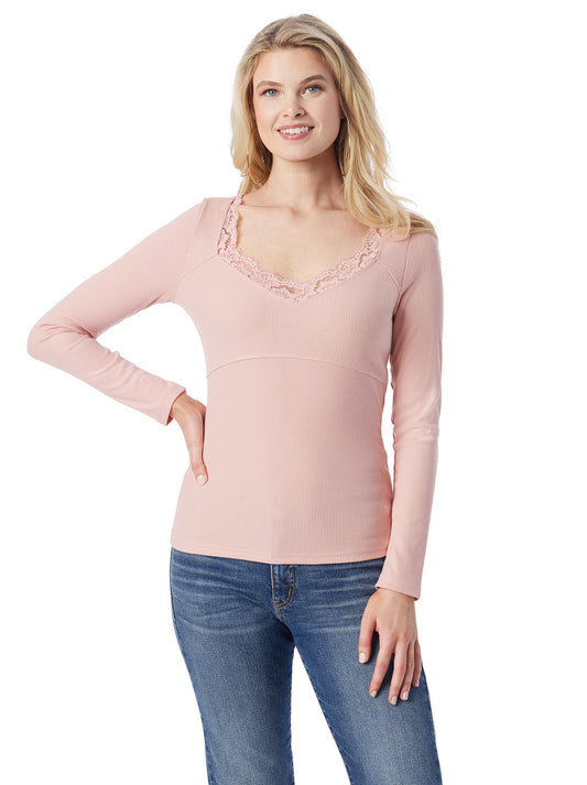 Jessica Simpson Best Seller - Abbey Sweatheart Top in Silver Pink