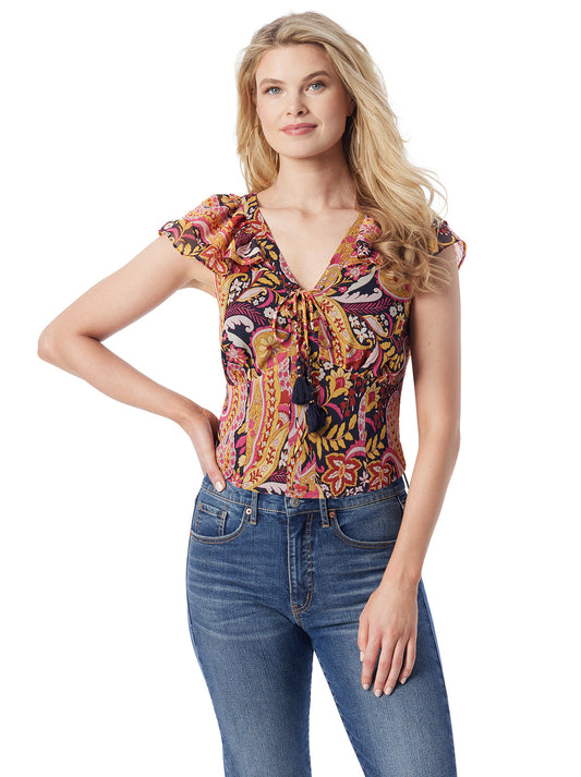 Jessica Simpson Trending - Dixie Cropped Blouse in Paisley World