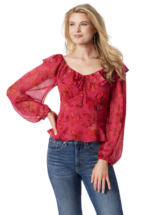 Jessica Simpson Featured - Aki Blouse in Outlines Blossoms