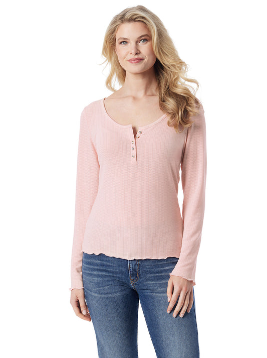 Jessica Simpson Featured - Tahani Henley Top in Silver Pink