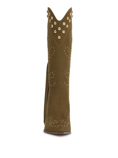 Jessica Simpson Popular - Rosera Studded Fringe Boot in Olive Green
