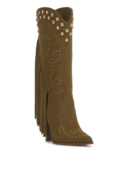 Jessica Simpson Popular - Rosera Studded Fringe Boot in Olive Green