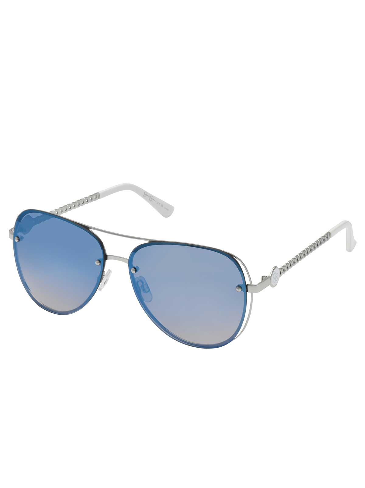 Jessica Simpson Recommended - Chic Aviator Pilot Sunglasses in Silver & White