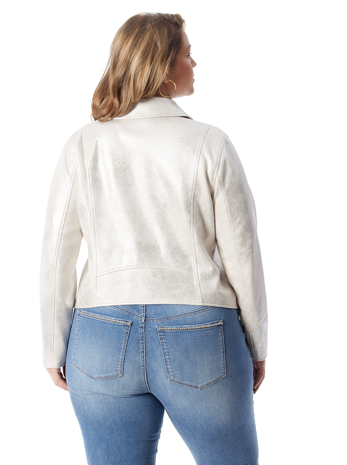 Jessica Simpson Featured - Biker Jacket in Silver Cream