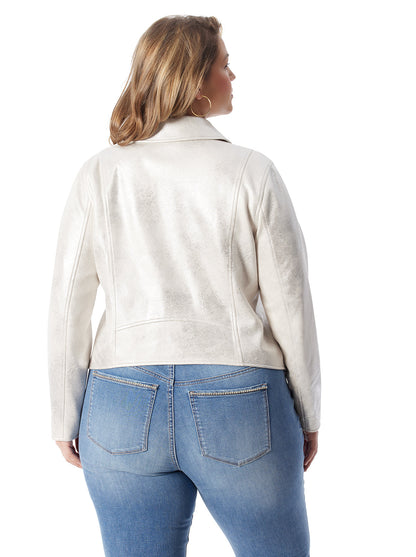 Jessica Simpson Featured - Biker Jacket in Silver Cream