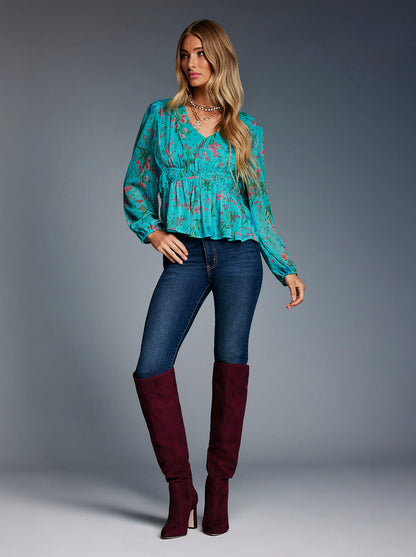 Jessica Simpson Best Seller - Marjani Top in Baltic-Field Floral
