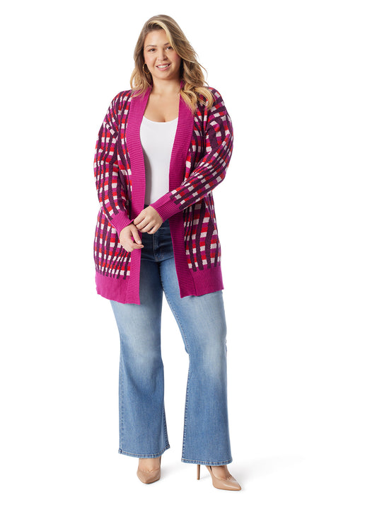 Jessica Simpson Popular - Open Front Cardigan in Festive Swirl