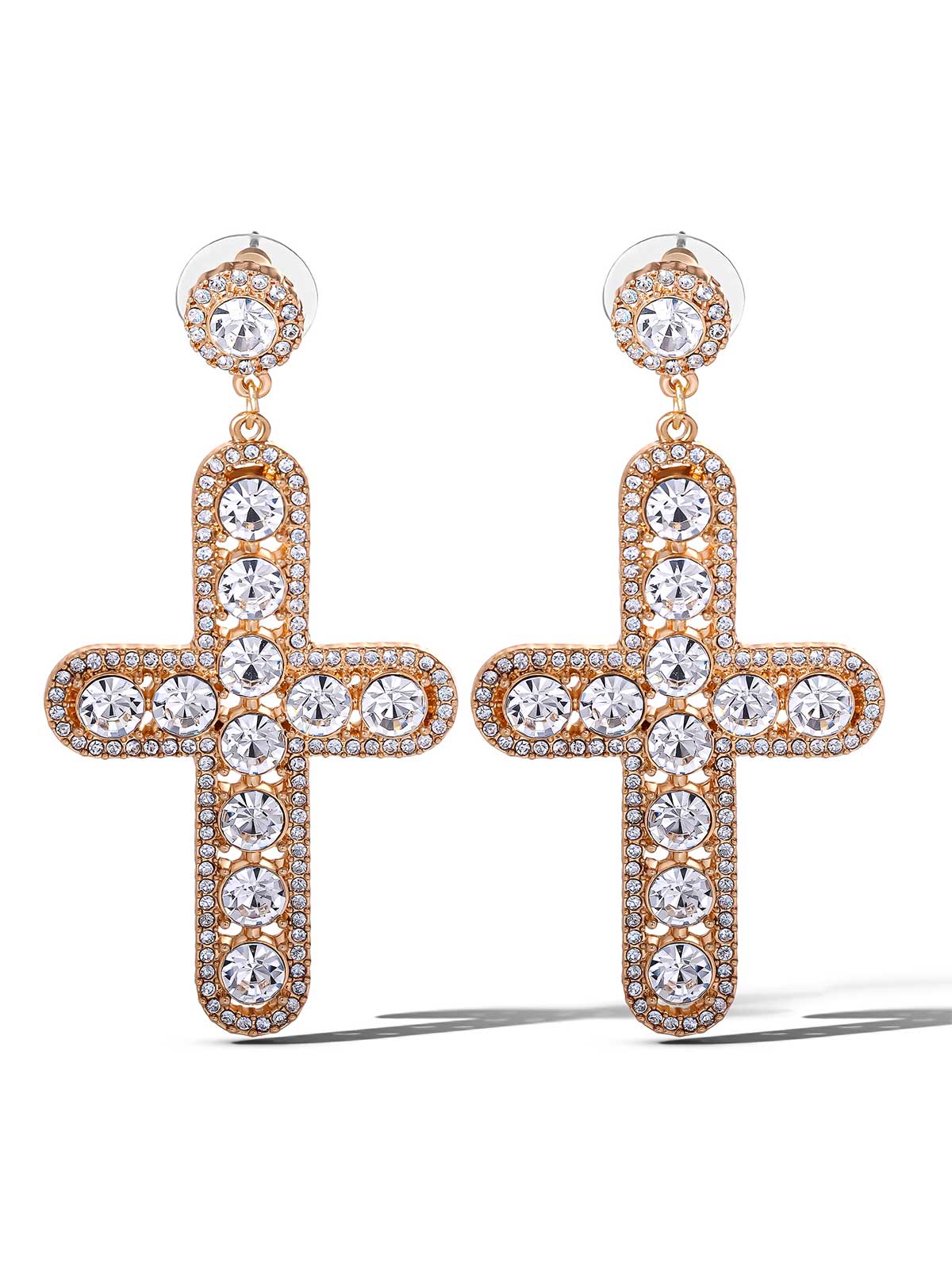 Jessica Simpson Popular - Pave Cross Dangle Earrings