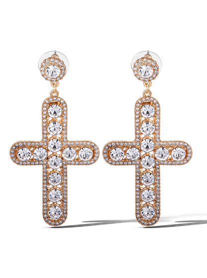Jessica Simpson Popular - Pave Cross Dangle Earrings