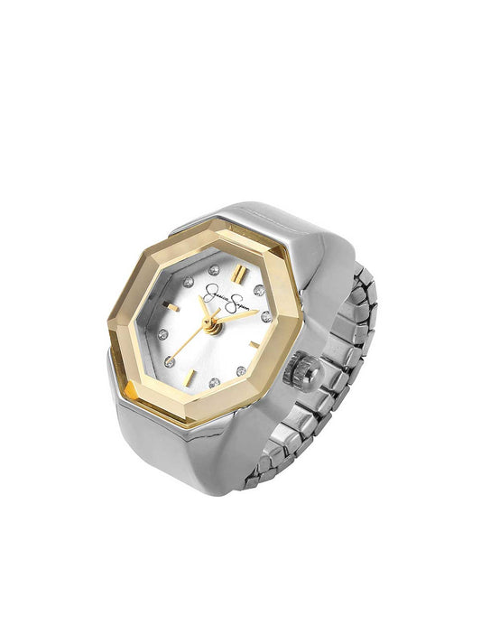 Jessica Simpson Best Seller - Faceted Bezel Crystal Ring Watch in Silver