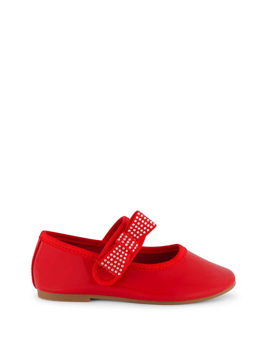 Jessica Simpson Popular - Toddler Amy Crystal Bow Ballet Flat in Red