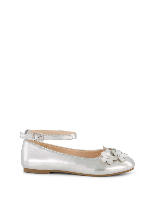 Jessica Simpson Exclusive - Little Girls' Amy Petal Ballet Flat in Silver