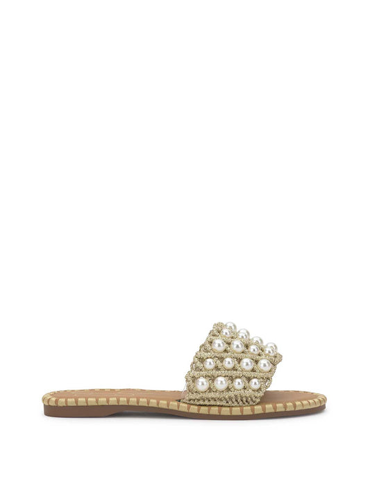 Jessica Simpson Featured - Brennara Flat Sandal in Soft Gold