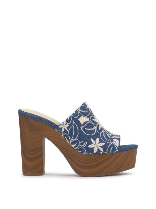Jessica Simpson Best Seller - Shelbie Platform Slide in Floral Denim