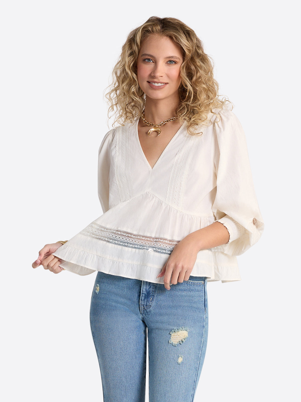 Jessica Simpson Trending - Elsie Babydoll Blouse in Buttercream