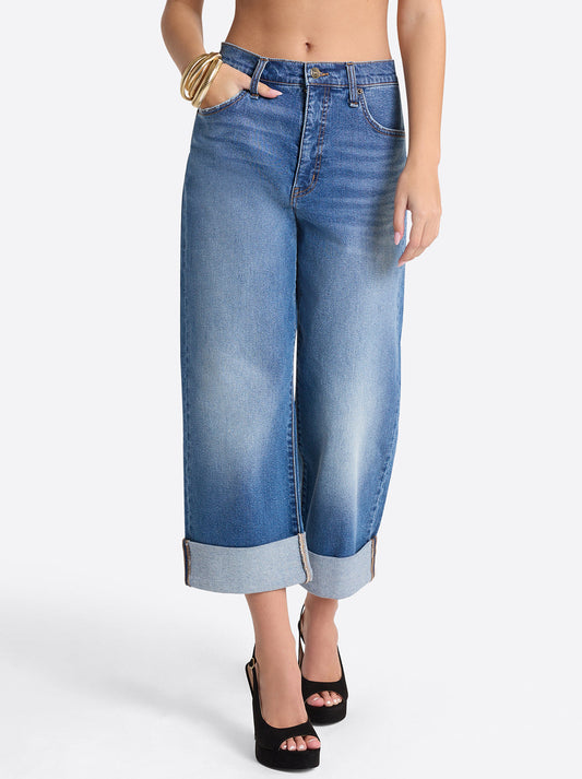 Jessica Simpson Popular - Valentine Wide Leg Boyfriend Jeans in High Road