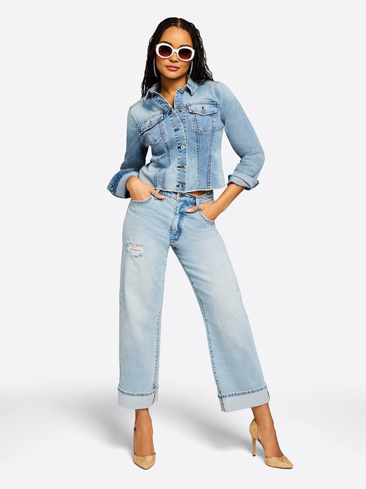 Jessica Simpson Trending - Valentine Wide Leg Boyfriend Jeans in Dearest