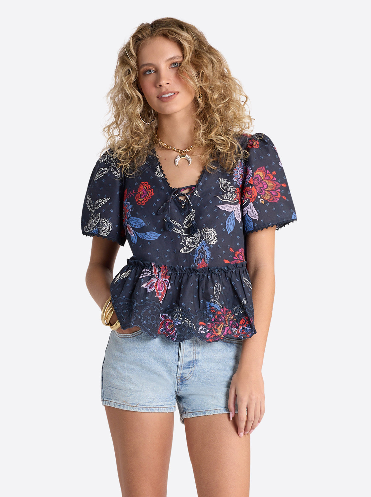 Jessica Simpson Recommended - Raquelle Blouse in Polar Night Colorful Rio