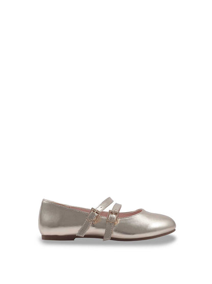 Jessica Simpson Exclusive - Little Girls' Amy Double Strap Ballet Flat in Soft Gold